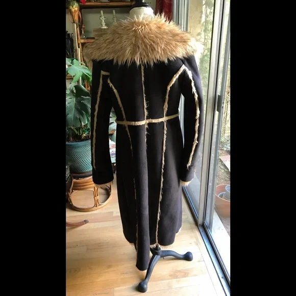 DONNA SALYERS FABULOUS (FAUX) FURS Penny Lane Chocolate Brown Coat Sz XS - Picture 4 of 10